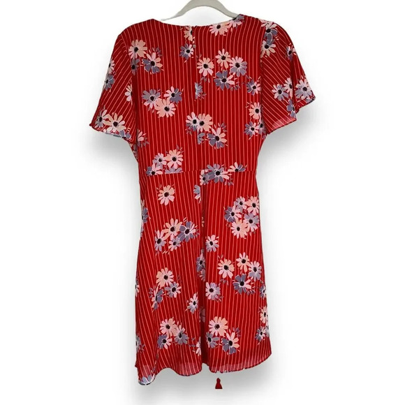 MADEWELL Button-Wrap Dress in Daisy Society Red Floral Size 6 - Picture 5 of 10